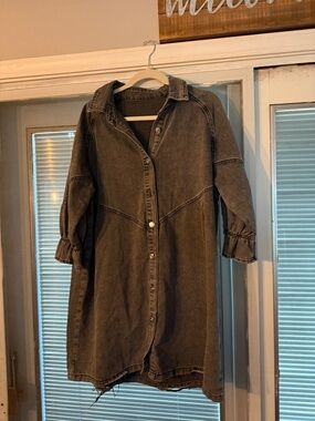 Black Denim Dress with Raw Hem
